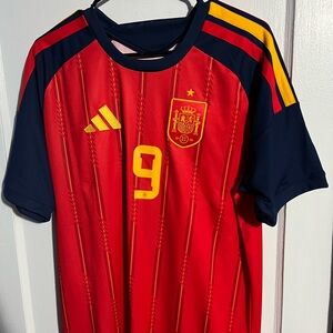 lamine yamal Adidas Spain red and Navy Soccer Jersey